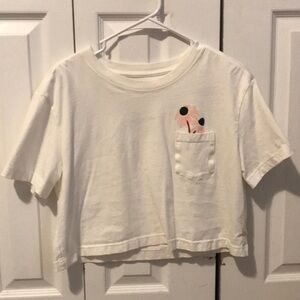 Floral cropped white womens nike tee